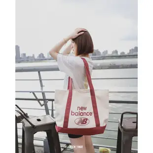 NEW BALANCE TOTE 玫瑰紅 濃可可 美式LOGO 大容量 帆布手提袋 購物袋【LAB23027】