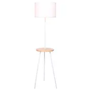 Sarantino Metal Tripod Floor Lamp Shade with Wooden Table Shelf