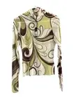 AFRM LOS ANGELES Mock Neck Sheer Mesh Top in Limelight Swirl cybercore Large