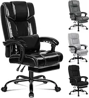ALFORDSON Ergonomic Executive Office Chair with Footrest, High Back Desk Computer Chair Recliner for Home Office Study Student, PU Leather Video Gaming Chair, Boss Glossy Black