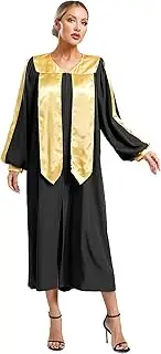 [Manyakai] Unisex Adult Choir Robe Long Sleeve Judge Robe Graduation Gown Priest Preachers Confirmation Baptism Robe Black Medium