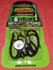 1 pack 4 pieces = 6" BANNA BUNGEE BannaBungee EasyKlip BLACK SS Hooks 49061SS