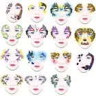 White Face Paint Template Animal Print Face Tattoo Holiday Decorations