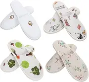 Healvian 4 Pair Anti-slip Slippers Indoor Outdoor House Slippers Women Ladies Fluffy Random Style
