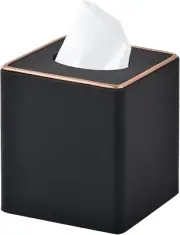 Flax Classic Leather Square Tissue Box Cover/Holder, Table Napkin Case Dispenser