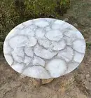 24"x24" White Agate Geode Coffee Table Top, Agate Center Table, Home Patio Decor