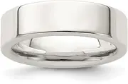 [JewelryWeb] 925 Sterling Silver Polished Flat Band Engravable 6mm Comfort Fit Flat Band Ring Jewelry Gifts for Women - Ring Size Options Range: H to Z