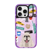 iPhone 16 Pro Impact Ring Stand Case MagSafe Compatible Cocker Spaniel NYC clear cell phone case for dog breed lovers new york city