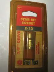 NEW 3/8"-dr. E-12 External TORX, STAR BIT Chrome Socket, Great Neck # 2027
