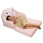 (2 Layers)Foldable Kids Sofa Pink Dog Sponge Pull Out Kids Couch Soft Children