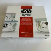 NIB Pyrex Star Wars Themed 6 Piece Glass Food Storage Set
