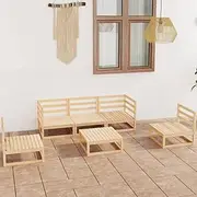 6 Piece Garden Lounge Set Solid Pinewood Patio Bar Sets