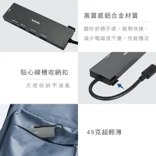 【KINYO】USB TYPE C五合一多功能擴充座/USB集線器/USB Hub(PD、USB 3.0、HDMI介面 KCR-516)