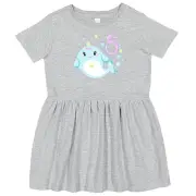 Inktastic Happy 5th Birthday With Cute Narwhal Stars And Bubbles Toddler Dress 5
