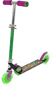 Turtles Kids Scooter for Girls and Boys - Folding Inline 2 Wheel Scooter - Boys Scooter and Girls Scooter - Adjustable Purple Light Up Scooter - Two Wheel Scooter Wheels Light Up - 58x30x80cm