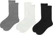 [CazDopaM] Solid Crew Socks For Women Cotton Cushioned Athletic Socks Retro Slouch Socks Stripe Tube Socks