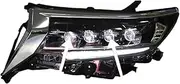Car Head Lights Parts，Compatible With Land Cruiser Prado 2018 2020 LED 4 Lens Headlight Replacement DRL Daytime Light Projector Facelift