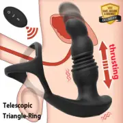 Thrusting Anal Vibrator Butt Plug Vibrating Prostate Massager Cock Ring Sex Toy