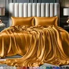 Satin Sheets King Size Set 4 Pcs Silky & Luxuriously Soft Satin Bed Sheets Gold