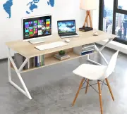 Computer Desk White Oak 120cm w/Shelf Modern AU Stock Fast Post