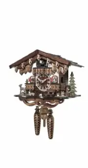 Quartz Cuckoo Clock Black forest house EN 485 Q NEW