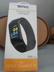 WITHit Stainless Steel Mesh Band for FITBIT Charge 5 (Black) NEVER OPENED