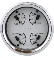 VDO 110-15800 Cockpit Marine 4 in 1 Gauge with Oil Pressure, Water