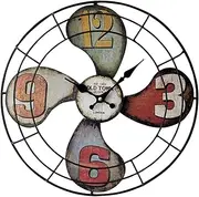 Large 16 Inches Metal Fan Shaped Wall Clock Outdoor Clocks for The Garden Wall Mounted Ornament Open Face Outside Clock Weatherproof Indoor Outdoor Decoration Clock