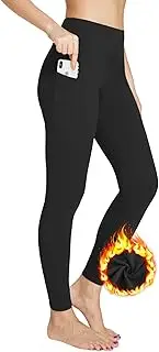 [ChinFun] Women's Fleece Lined Leggings Water Resistant Warm Winter Hiking Pants High Waist Thermal Tights with Pockets