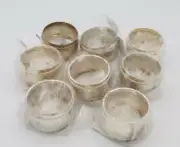 Set of 8 Silver Plate Round Hammered bead Napkin Rings Made in India 1" x 1 5/8"