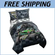 Kids' Monster Jam Twin Bed Set - 5 Piece Comforter & Sheet Set with Grave Digger