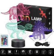 3D Dinosaur Light, 3D Illusion Lamp 3-Pattern & 16 Colors Change W/ Remote Contr
