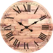 Vintage Wall Clock Battery Home Decor Large Round Hanging Living Room Wood Roman