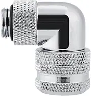Water Cooling Fitting, PC Water Cooling Two-Touch Fitting,G1/4 Thread 90 Degrees Elbow Connector for 14MM Tube with Hiding Silicone Ring (Silver)