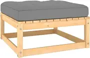 Sectional Sofa, Garden Footstool with Cushion Solid Pinewood