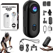 The Go Catch Camera - 4K/1080P UHD Sports Thumb Camera, Mini Wearable Action Cam, Mount Anywhere, with Magnetic Clip, Waterproof Case and Bracket, for Cycling, Diving, Travel (Black,4K)