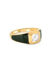V BY Laura Vann Sophie 18kt Gold Vermeil Signet Ring - Dark Green - M M