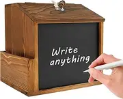 Voting Box With Slot - Raffle Boxes With Slot,Retro Wooden Lockable Secure Wall Outdoor Vault Case With Blackboard For Donation Raffle Business
