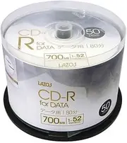 Lazos L-CD50P CD-R 700MB for Data 1-52x Speed Single Recording, White Wide Printing, Set of 50, Spindle Case Included