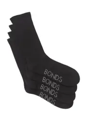 2 Pack Bonds Very Comfy Circulation Crew Mid Calf Cotton Mens Black Socks
