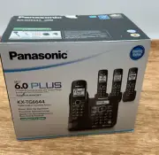 NEW Panasonic KX-TG6644B Dect 6.0 Plus Cordless Phone Answering System 4 Handset