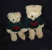 Teddy Bears Jointed Tan Plush Sweaters 12" & 10" New Lot 2 Collectible