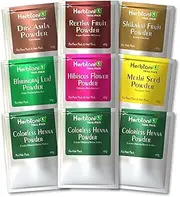 Herbal Hair Mask Powder Mini Pack - 9 Herbs Powders for Hair Growth and Scalp Health Hair Pack - 40g Each - Amla, Reetha, Shikakai, Bhringraj, Hibiscus, Methi, and 3 Pcs Colorless Neutral Henna Powder