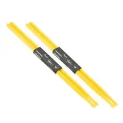 2 Pairs Nylon Drumstick 7A Plastic Anti Slip Handle Drum Stick Yellow, 16"