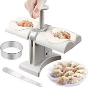 Automatic Dumpling Maker Machine, Household Double Head Dumpling Maker Mould with Stuffing Spoon Dough Cutter, Quick Dumpling Empanadas Pierogi Pastry Pie Maker Tools