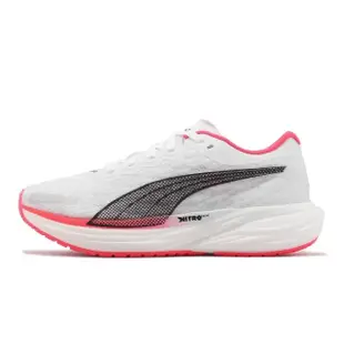 【PUMA】慢跑鞋 Deviate Nitro 2 Wns 女鞋 白 粉 緩震 氮氣中底 碳板 運動鞋 路跑(37685519)