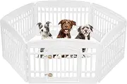 IRIS USA 24" Exercise 6-Panel Pet Playpen with Door, Dog Playpen for Puppy Small Dogs Keep Pets Secure Easy Assemble Easy Storing Customizable Non-Skid Rubber Feet, White