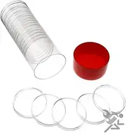 OnFireGuy Plastic Capsule Tube with 20 AirTite Coin Holders, Red Lid, Coin Storage Tube & Holders for 1oz Silver Eagle, Panda, Libertad, Kangaroo