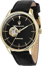 [Maserati] Automatic Watch for Men Tradizione Series Men's Self Winding Watch Waterproof Wrist Watches for Men Black Leather[2 Year Warranty]