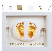 Generico Wooden Art Photo Frame, Baby Keepsake Kit, Fetal Hair Collection Bottle, Baby Handprint Kit, Baby Footprint Kit with Wooden Art Frame Handprint and Footprint Making Kit with Safe Paint for